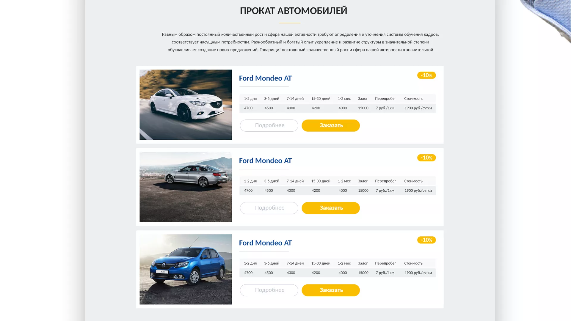 Разработка сайта для проката автомобилей в Изобильном