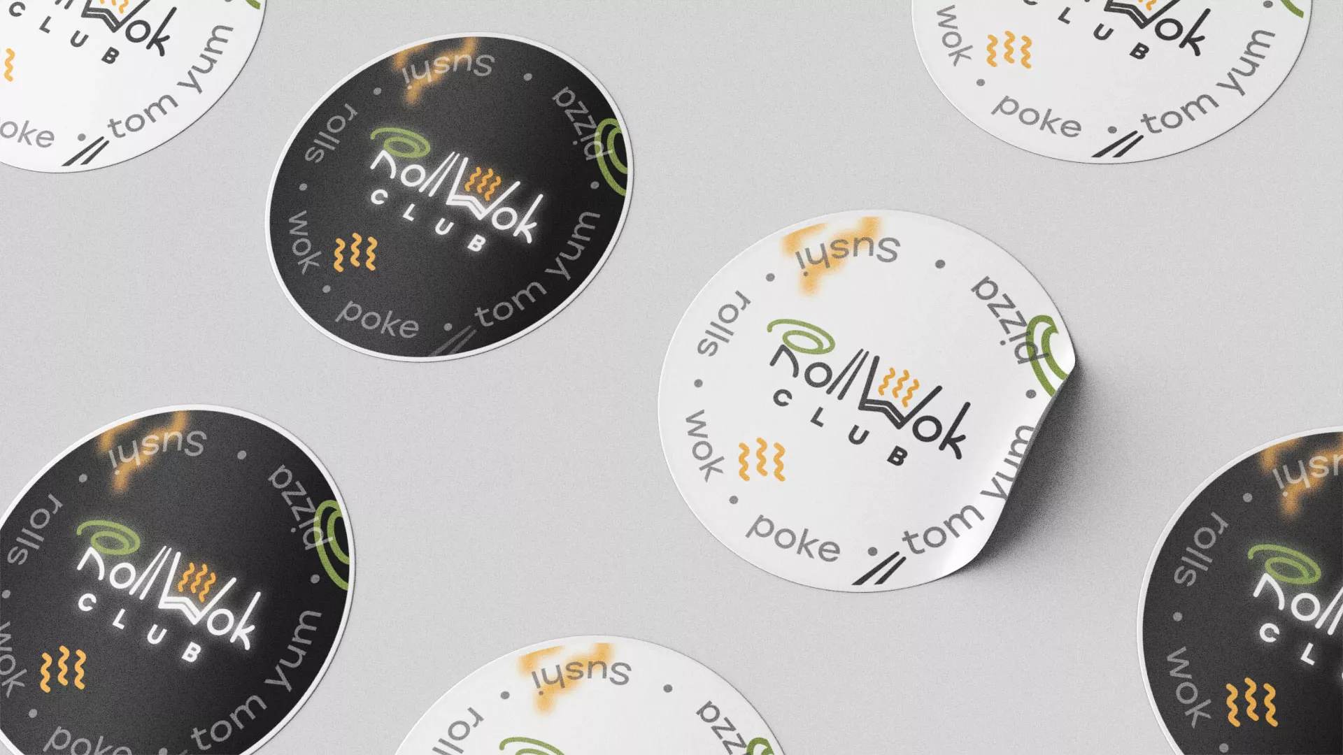 Разработка наклеек для суши-бара «Roll Wok Club» в Изобильном
